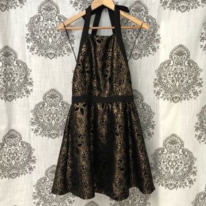 NWT Gold Baroque Halter Dress